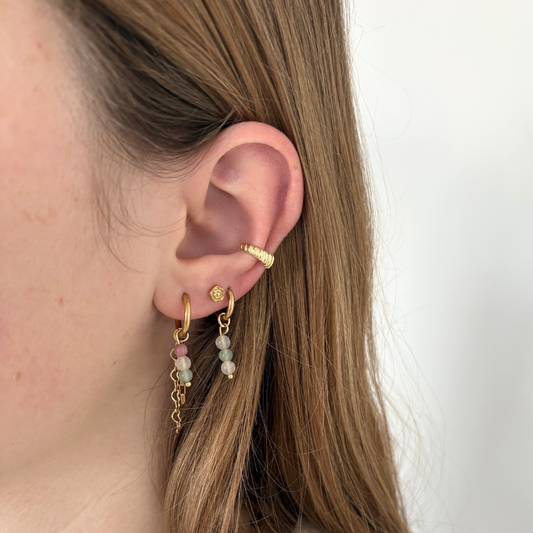 oorbellen met rozenkwarts en aventurijn