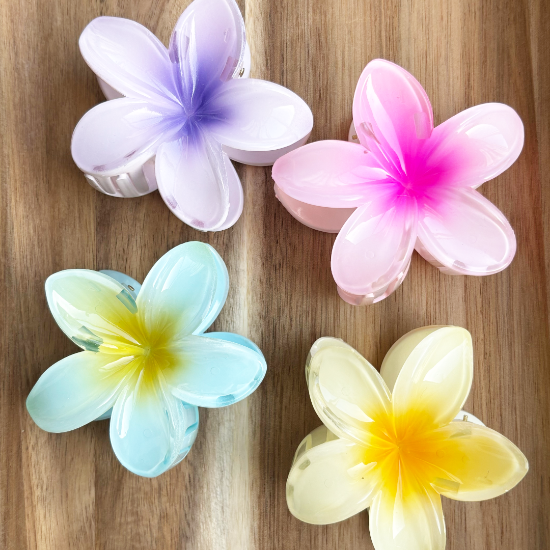 haarclip tropical bloem roze