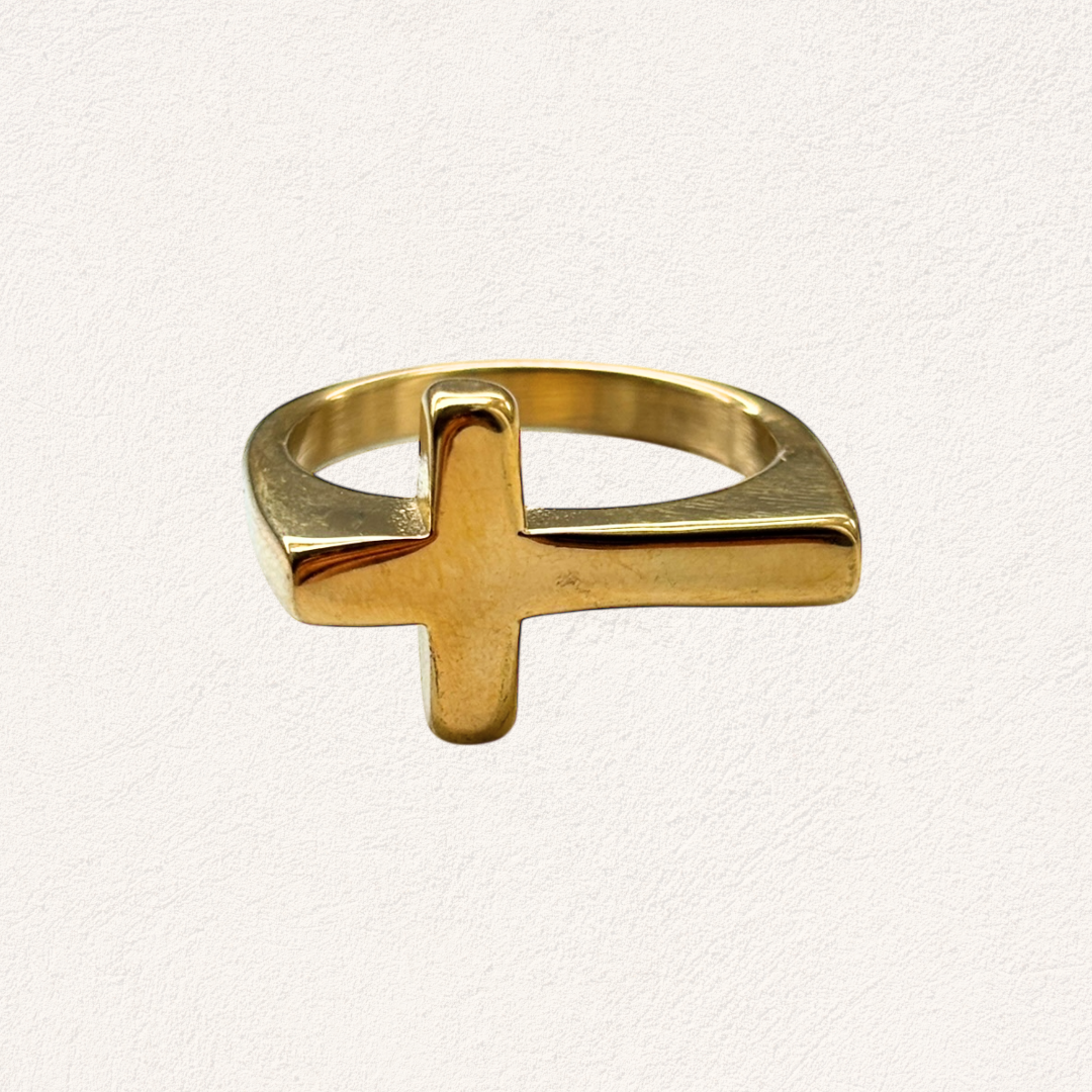 heren ring kruis goud