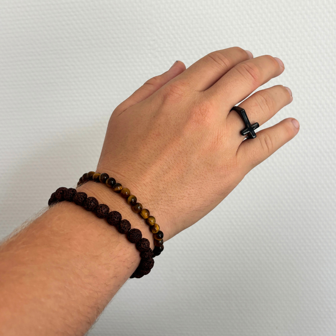 natuursteen armband lavasteen bruin