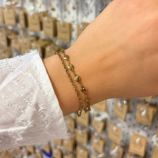 dubbele armband hartje en schakel