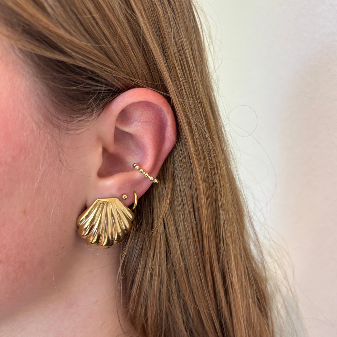 statement oorbellen schelp