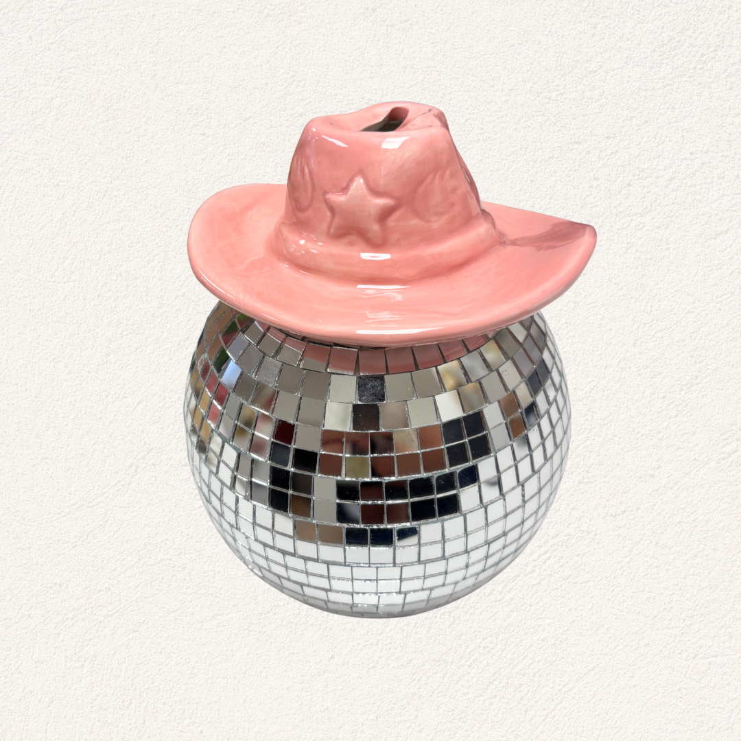 spaarpot discobal met cowboyhoed