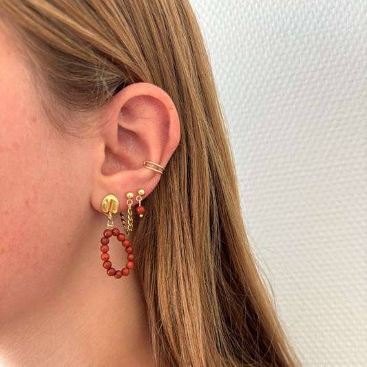 link chain stud oorbellen