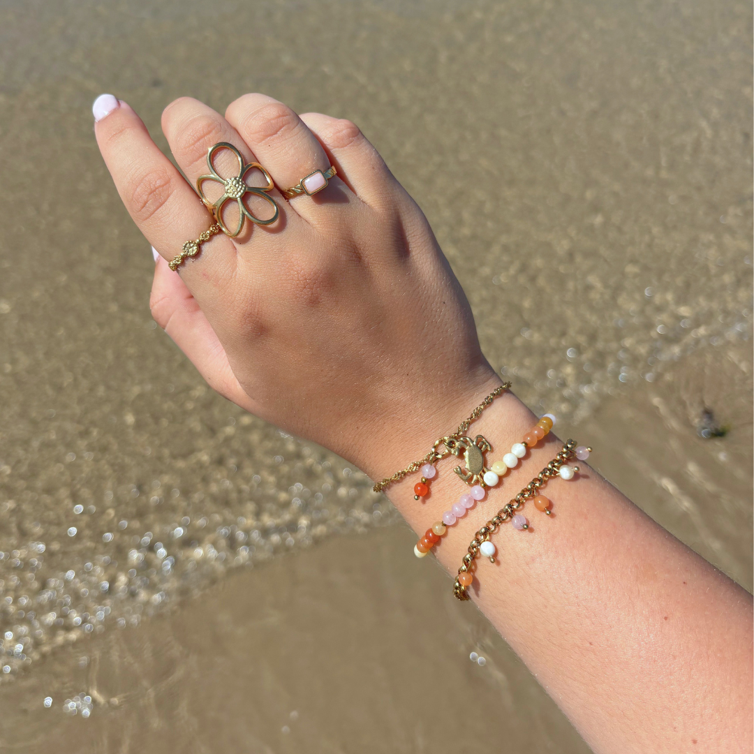 krab armband met natuursteen