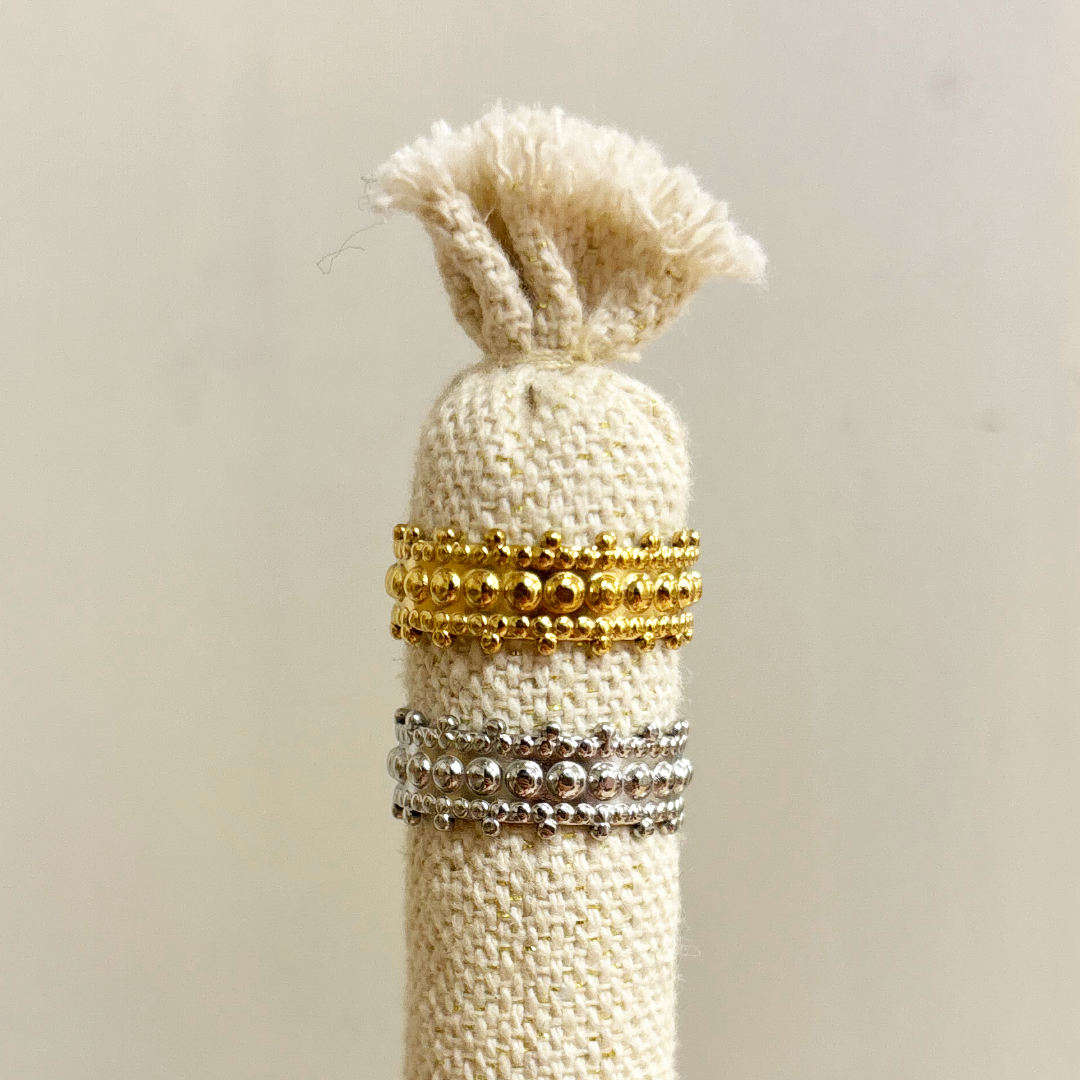 boho ring met bolletjes