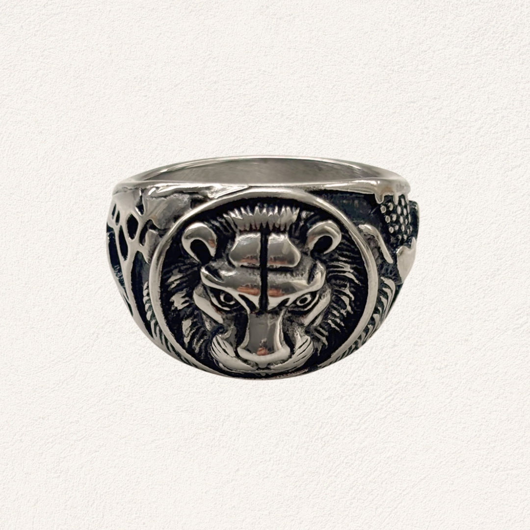 heren ring leeuw zilver