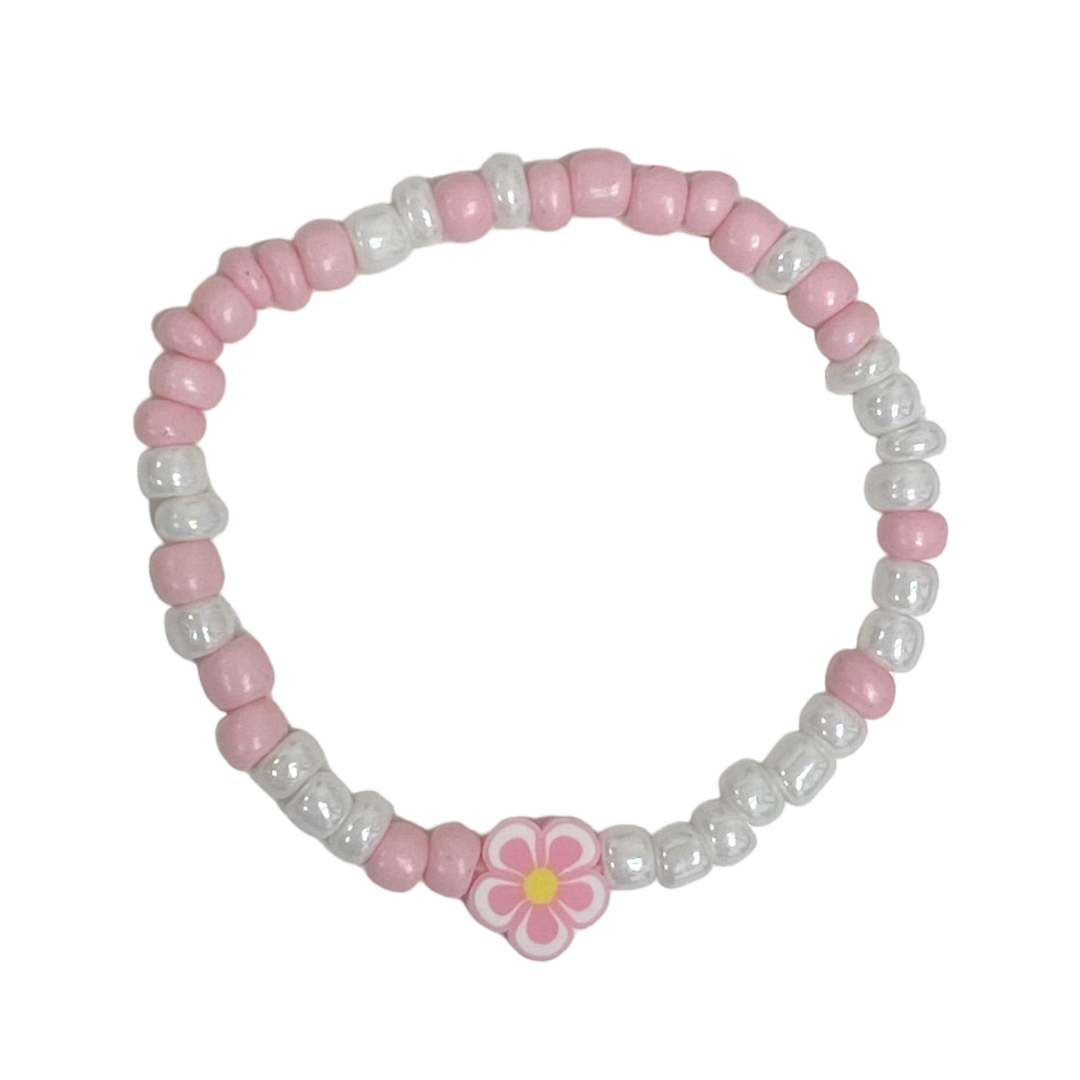 klei armbandje roze bloem