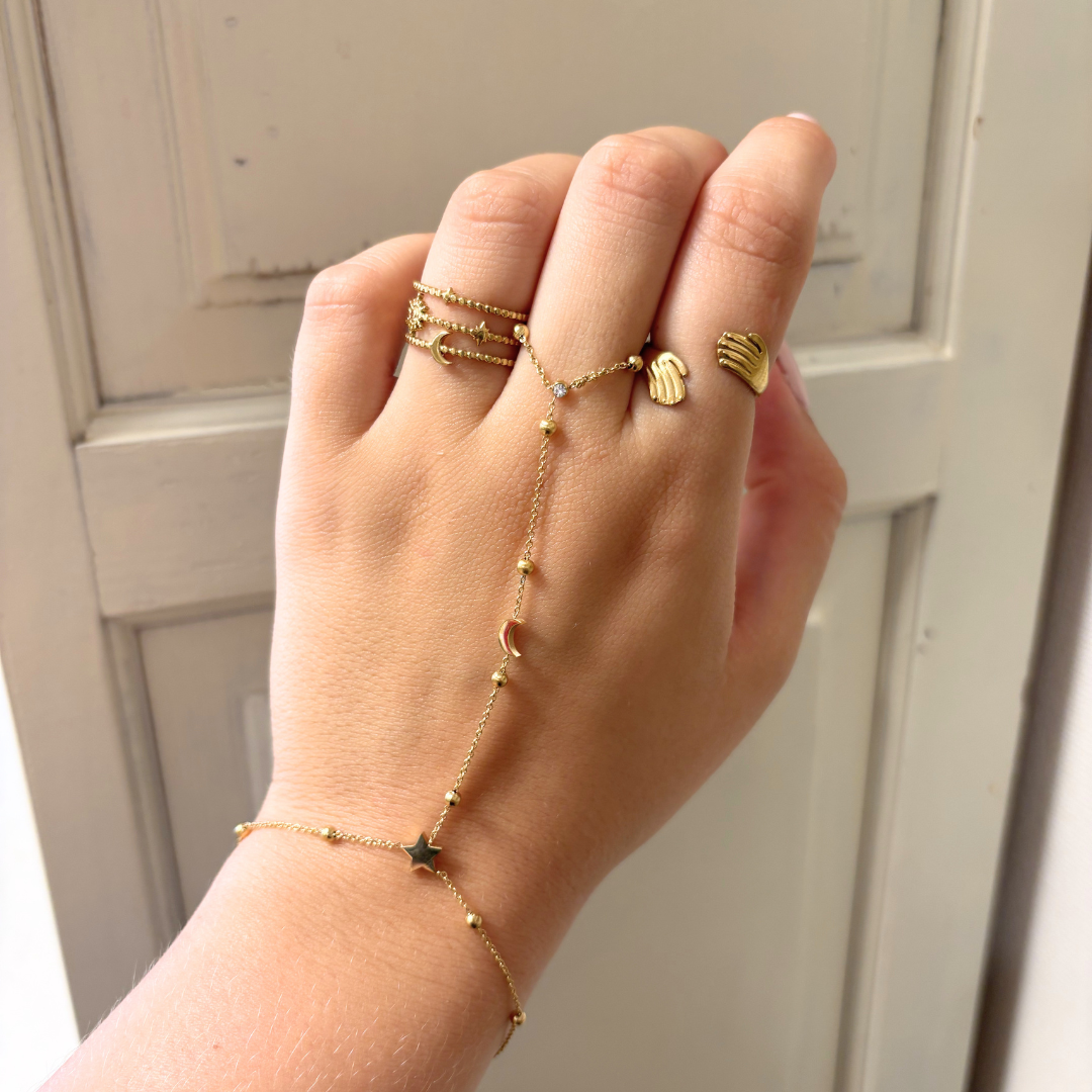 hand chain met maan en ster