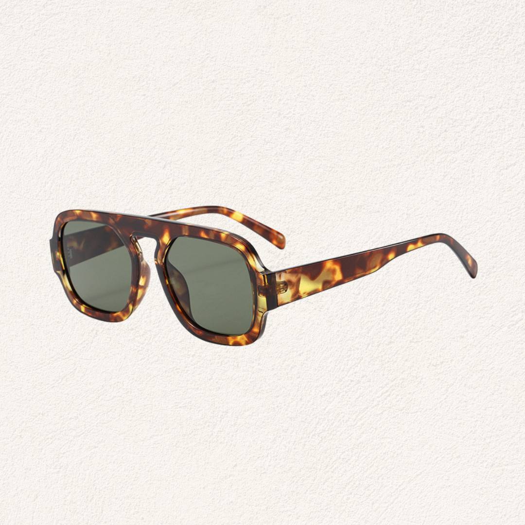 tortoise square sunglasses green lenses