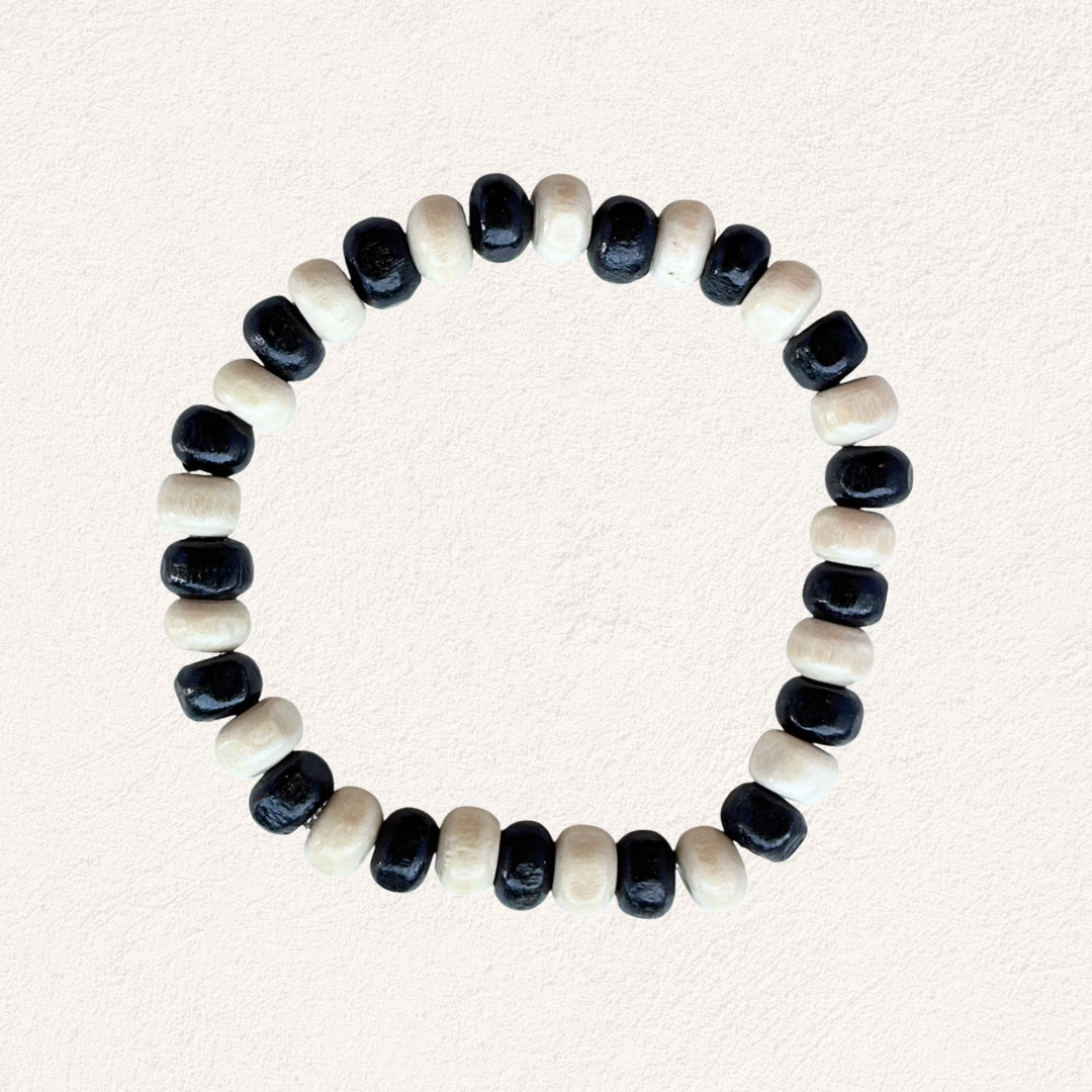 hout armbandje zwart wit