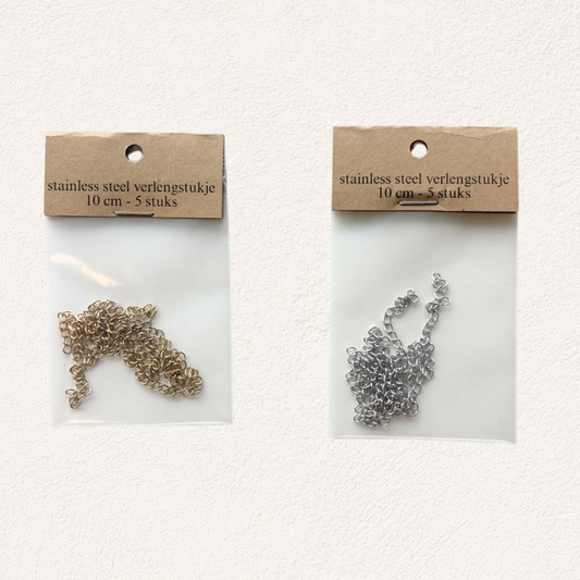 stainless steel verlengstukjes goud en zilver, 10 cm (5 stuks)