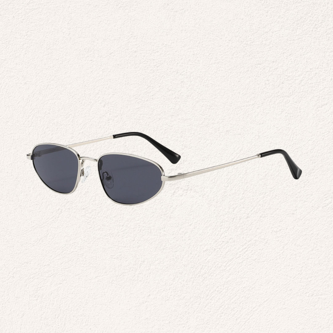 silver sunglasses oval minimalistic