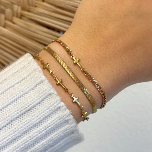 schakel armband met kruisje