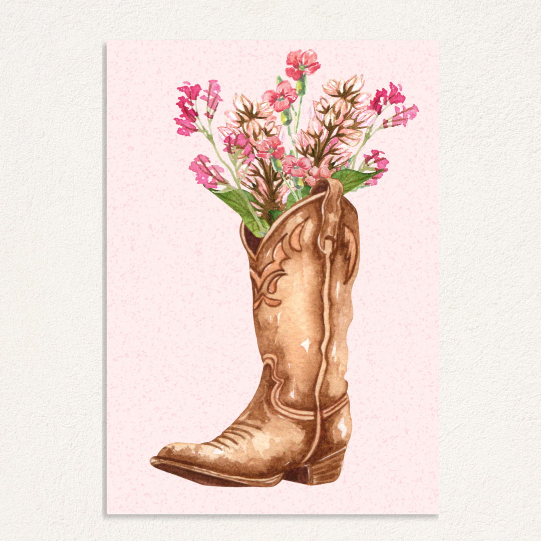 flower cowboy boot kaart