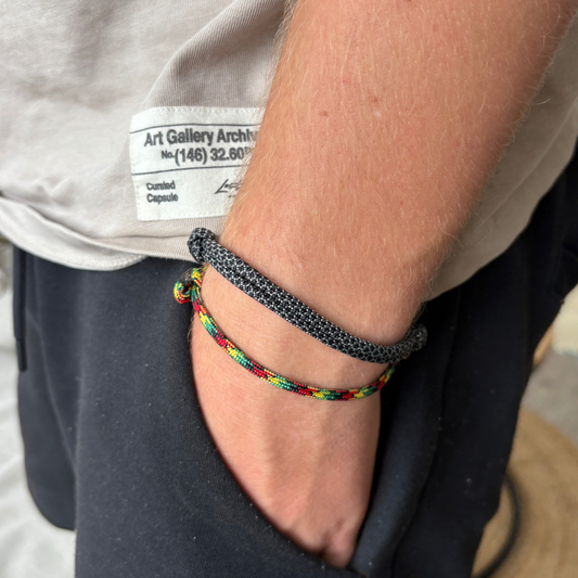 heren surf armband zwart grijs