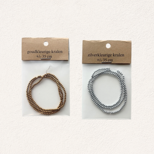 hematite kralen goud en zilver, 2 mm (ca. 35 cm streng)