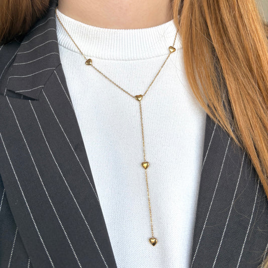 Lange fijne ketting met hartjes