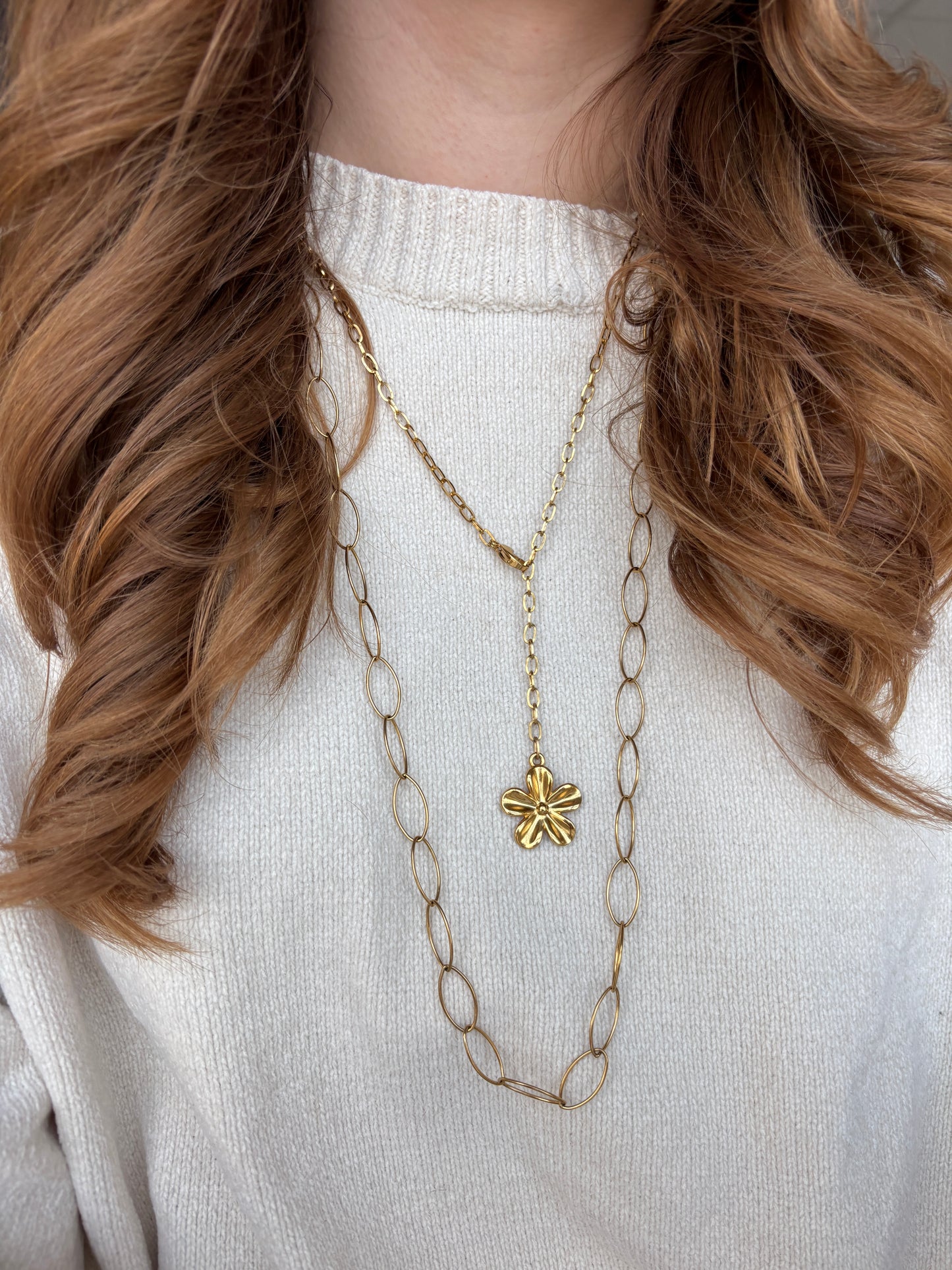 lange verstelbare ketting met bloem