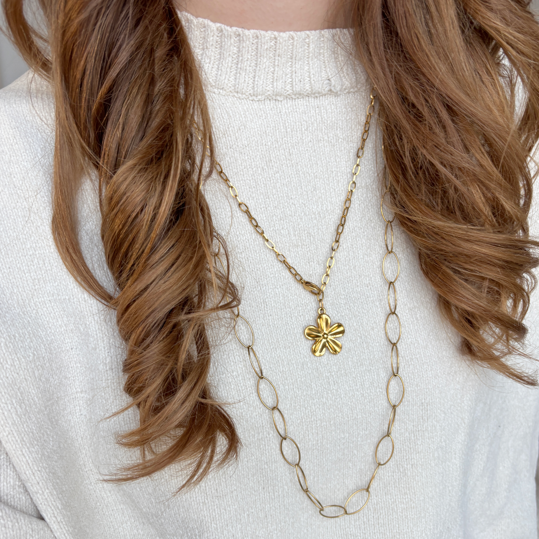 lange verstelbare ketting met bloem