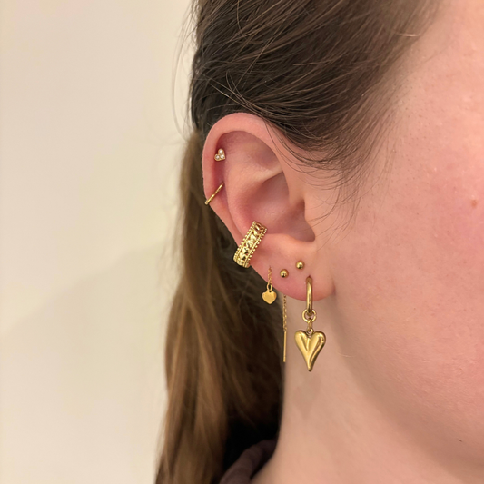 aanfoto met heel veel schattige hartjes oorbellen