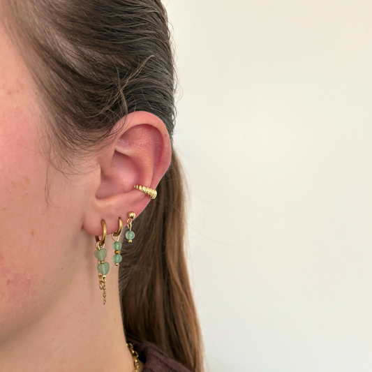 aventurijn ring hartjes oorbellen aanfoto stainless steel natuursteen oorbellen