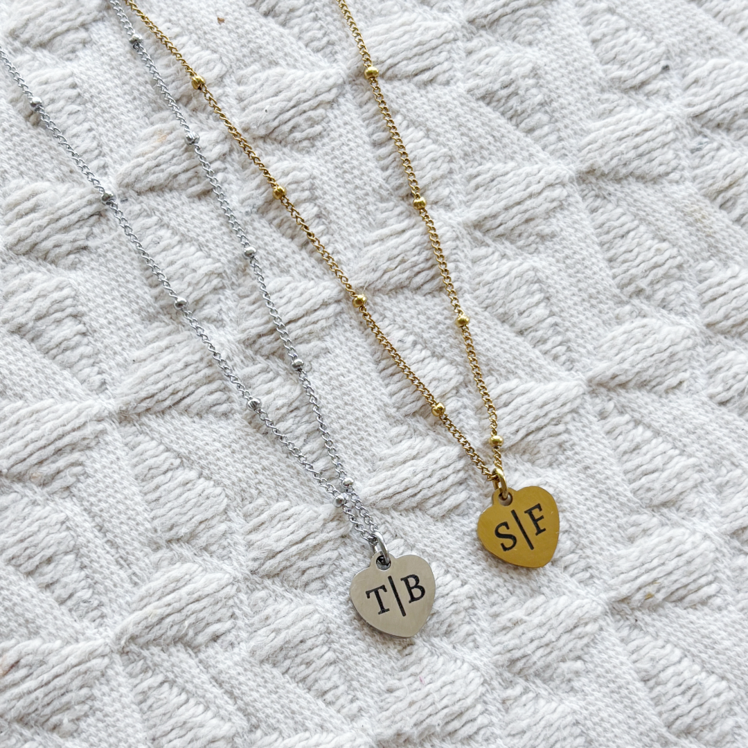 gepersonaliseerde ketting met initialen hartje