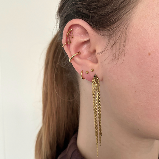 waterval oorbellen aanfoto stainless steel oorbellen