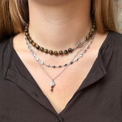 tijgeroog charm ketting