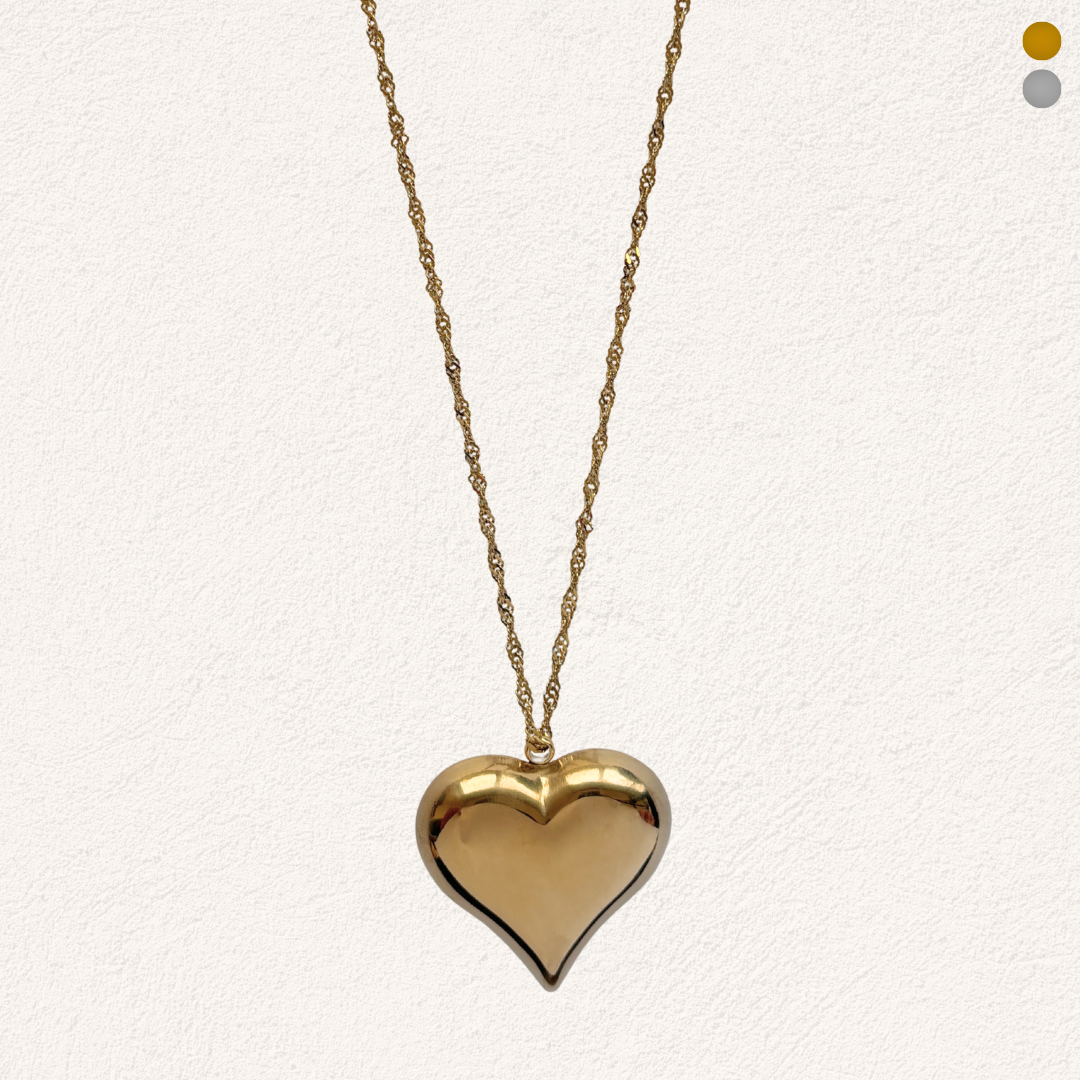 long necklace with large heart