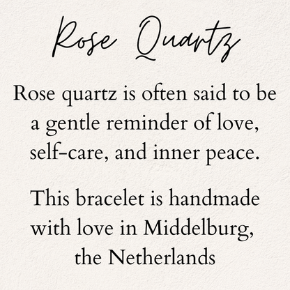 rose quartz with heart charm bracelet