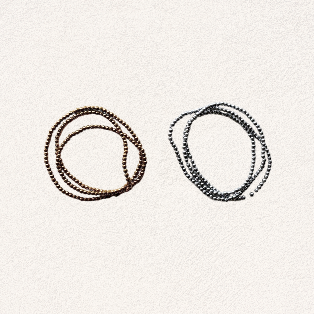 hematite kralen goud en zilver, 2 mm (ca. 35 cm streng)