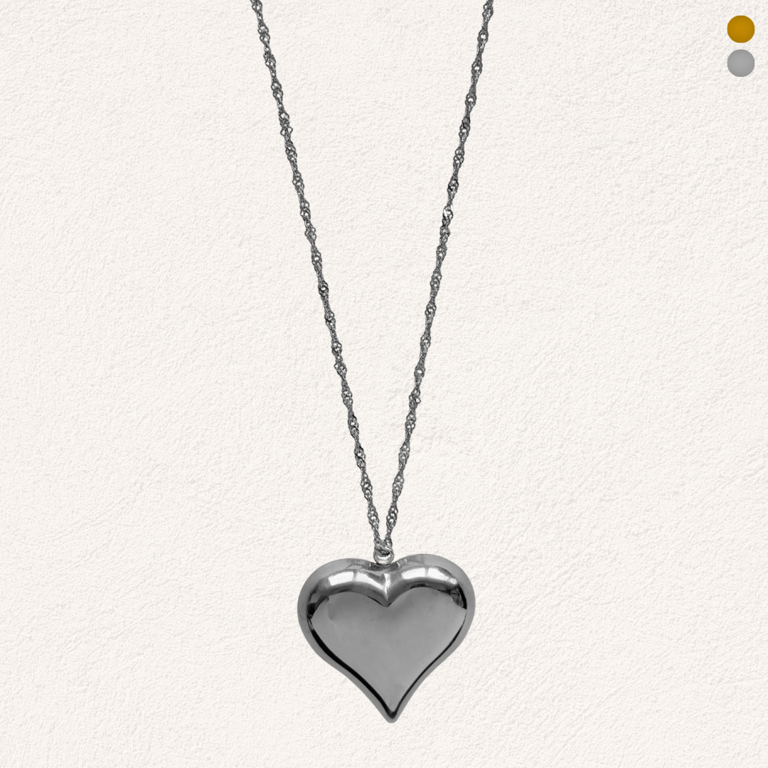long necklace with large heart