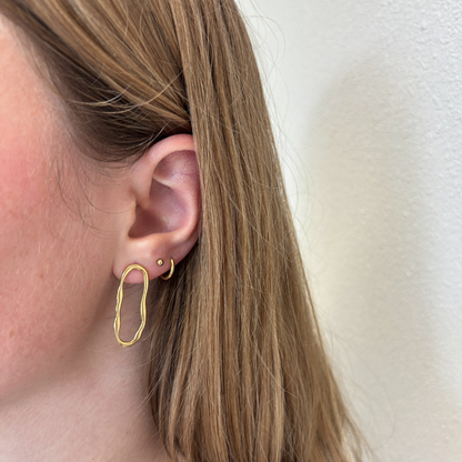 oval circle stud earrings