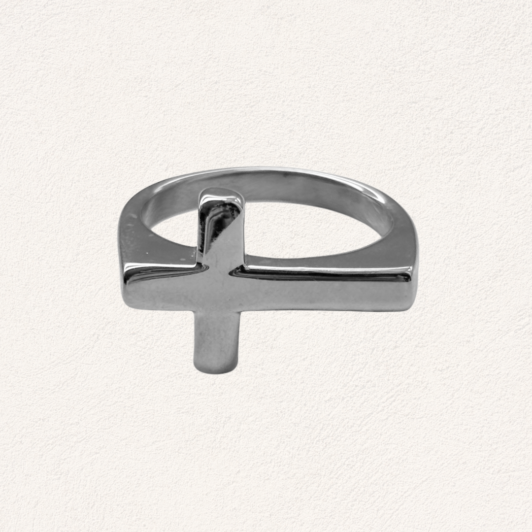 heren ring kruis zilver