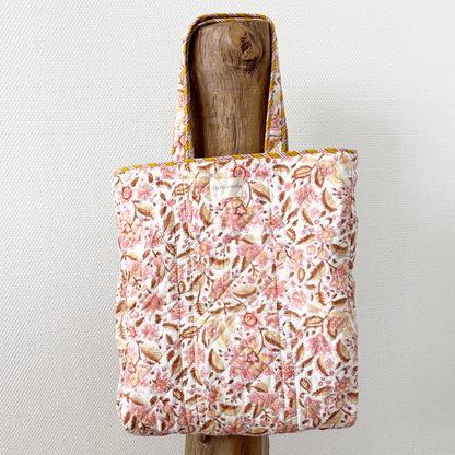 Blooming reversible bag pink/green