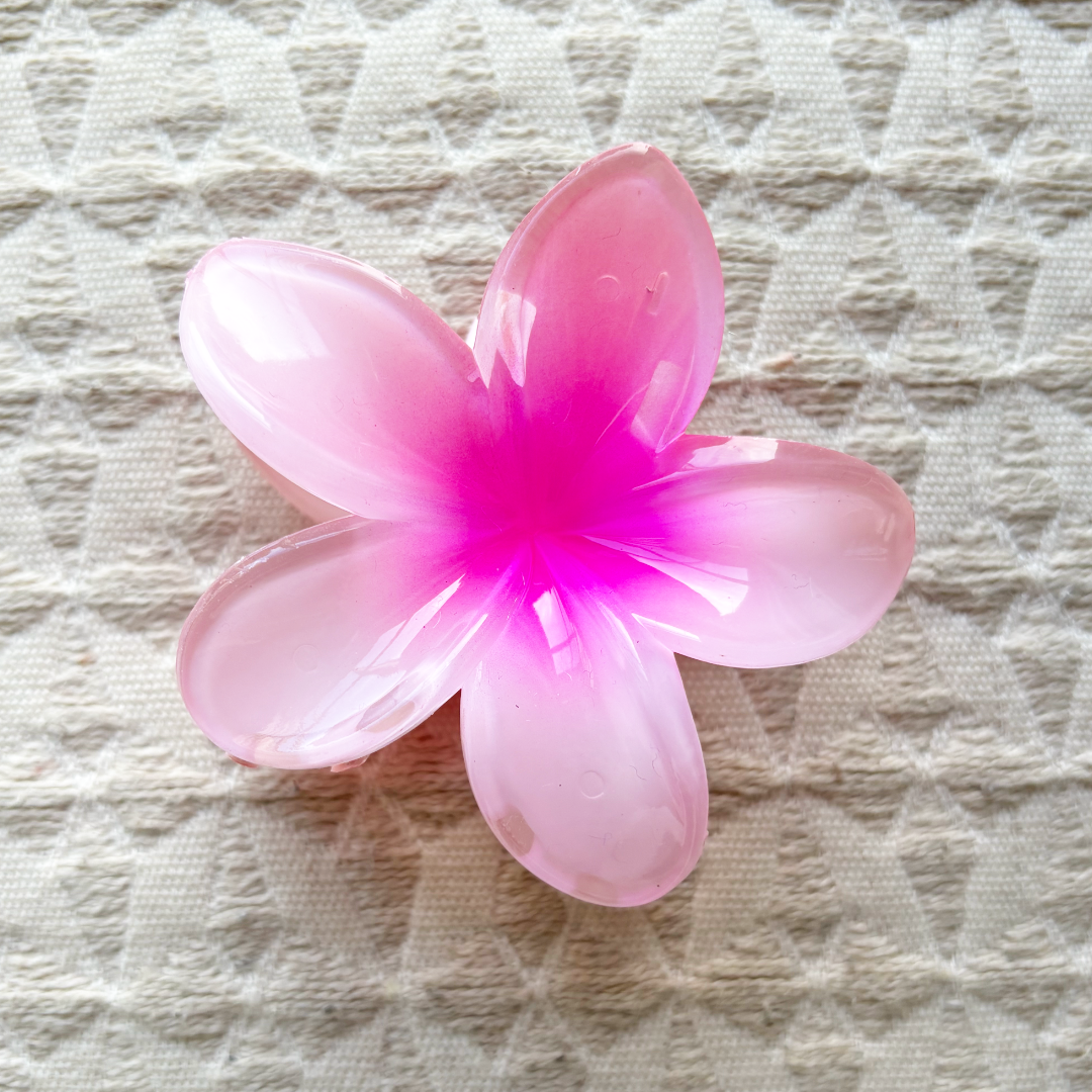 haarclip tropical bloem roze