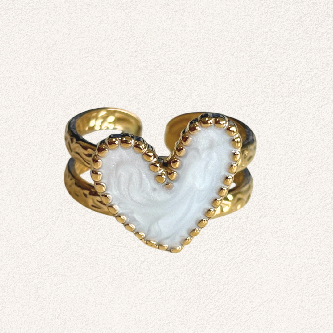 white heart ring