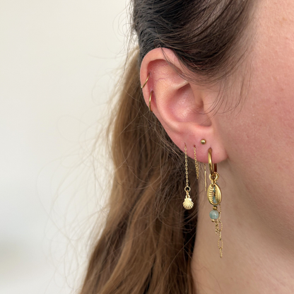 amazonite earrings with shell charm