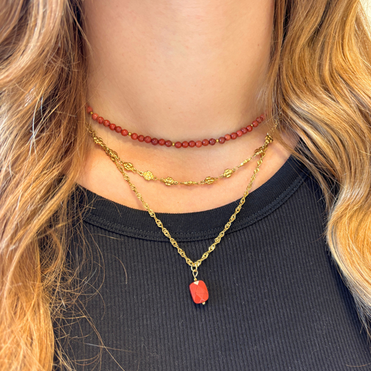 ketting met rode jaspis natuursteen hanger