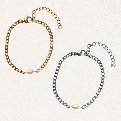 freshwater pearl minimalist chain bracelet
