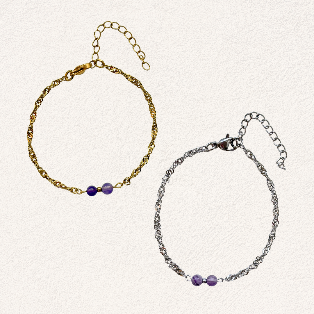 amethyst twisted link bracelet