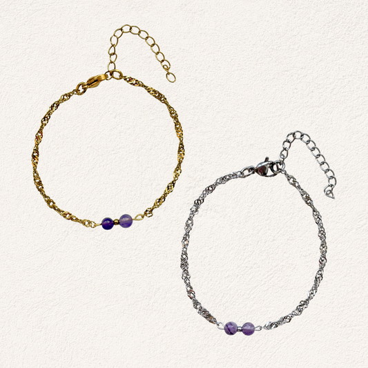 amethist met gedraaide schakel armband