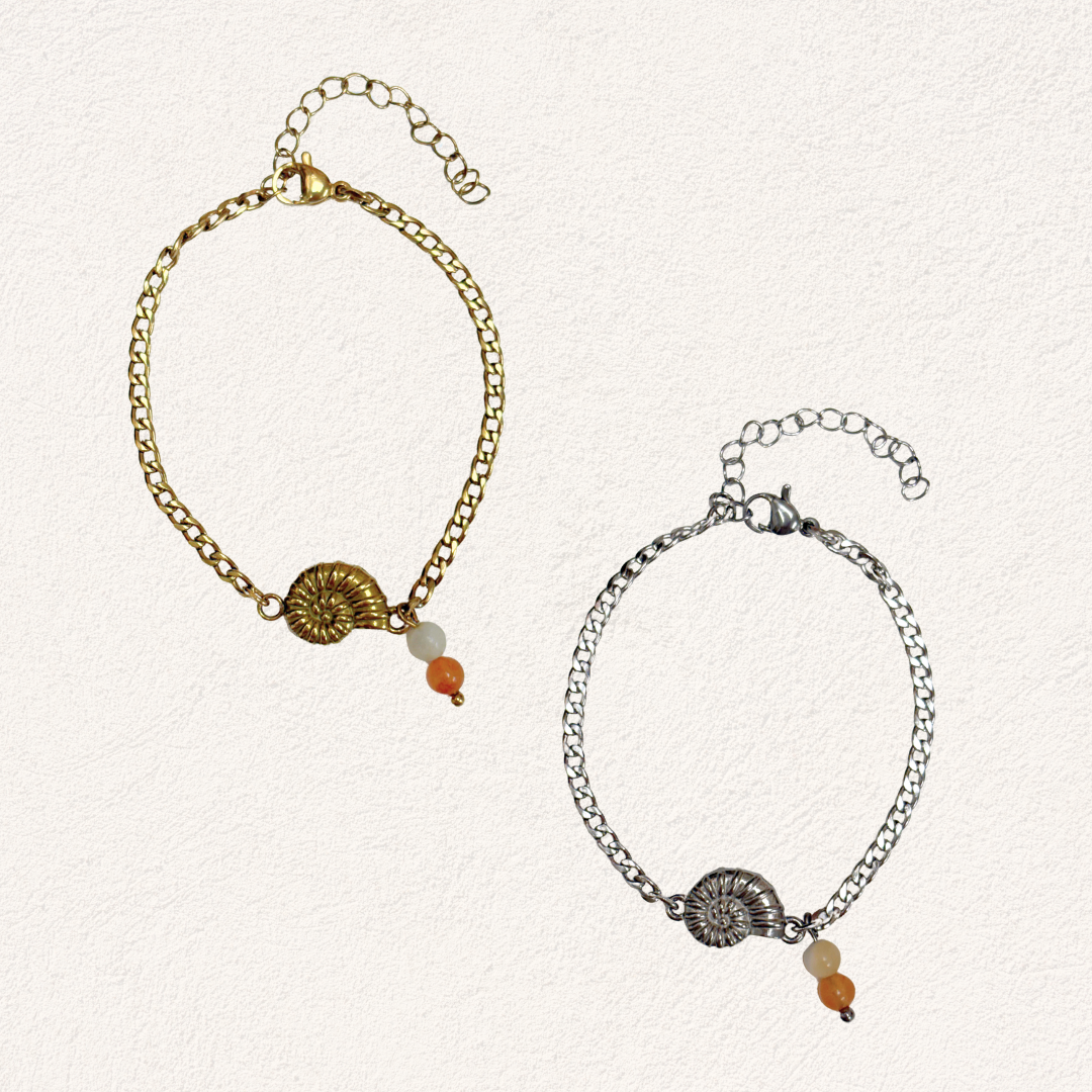 schelp armband met natuursteen