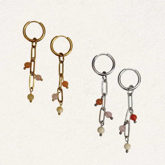 paperclip oorringen met natuursteen