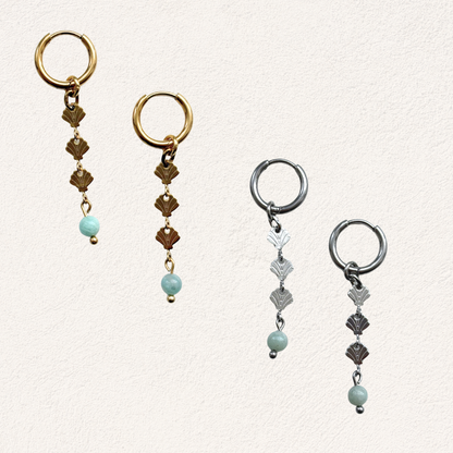 shell earrings with amazonite