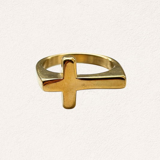 heren ring kruis goud