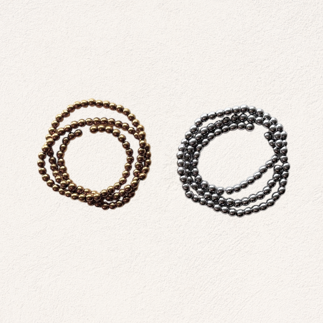 hematite kralen goud en zilver, 4 mm (ca. 35 cm streng)