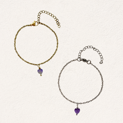 Amethyst with heart bracelet