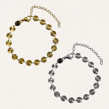 bracelet with patterned coins